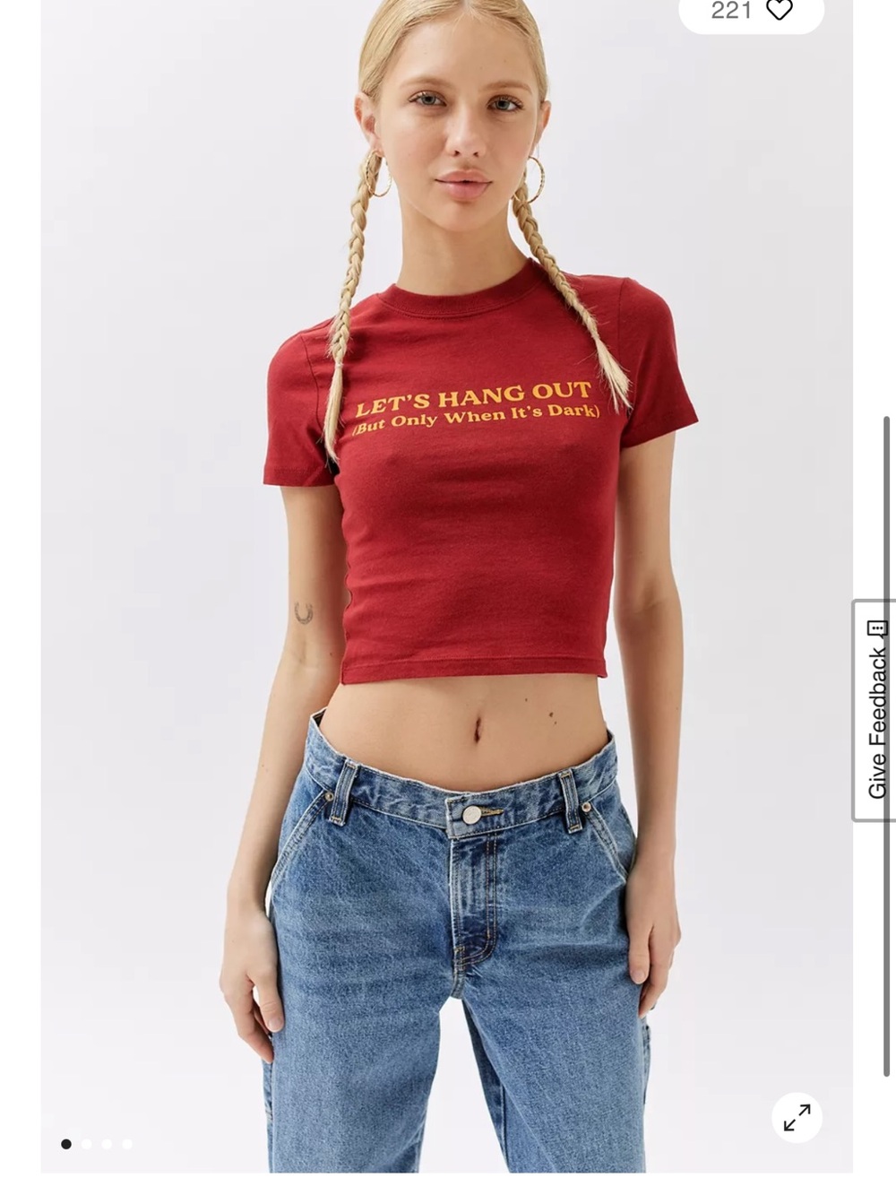 Urban Outfitters Red Crop Tee with Yellow Graphic